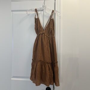 Brown Tiered Spaghetti Strap Dress - Unbranded